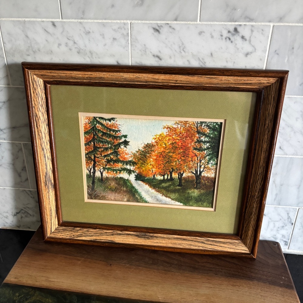 Vintage Framed and Signed Original Autumn Forest Landscape Painting